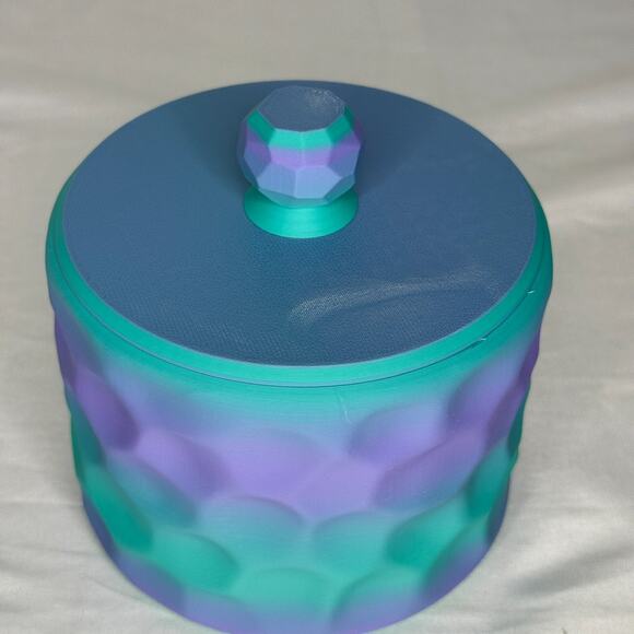 Teal Purple Geometric Storage Jar Canister Bathroom Vanity Decor 5" - Picture 3 of 5